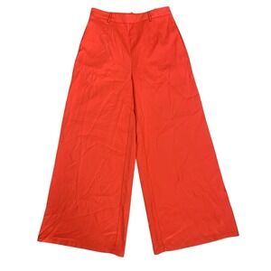 DOUBLE CRAZY Orange Wide Leg Trousers Modern Minimal Statement Large